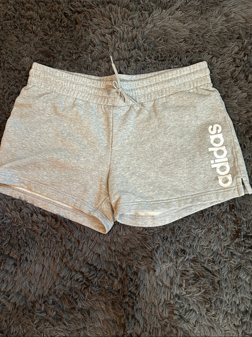adidas Light Gray Heather Athletic Lounge Shorts with Side Logo NWOT